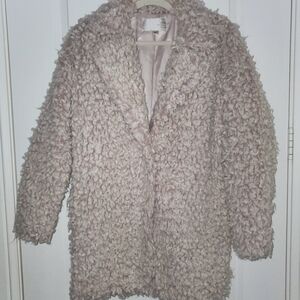 J.O.A. Large Sherpa jacket, lined, cream/light pink, one button,